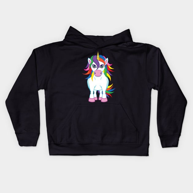 unicorn Facing Kids Hoodie by lando218